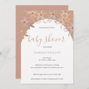 Elegant Terracotta Wildflowers Watercolor Art Invitation