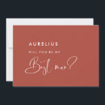 Elegant terracotta Will you be my best man card<br><div class="desc">A modern typography and a trendy terracotta colour for your wedding stationery: choose this simple and elegant wedding suite. Fully customisable: you can change the background as well as the text colour as you like.</div>