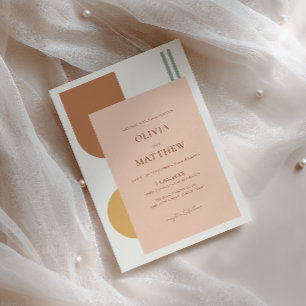 Elegant Terracotta Yellow Bohemian Arches Wedding Invitation