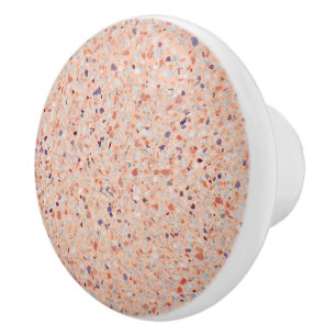 Elegant Terrazzo Retro Pink Purple White Pattern Ceramic Knob
