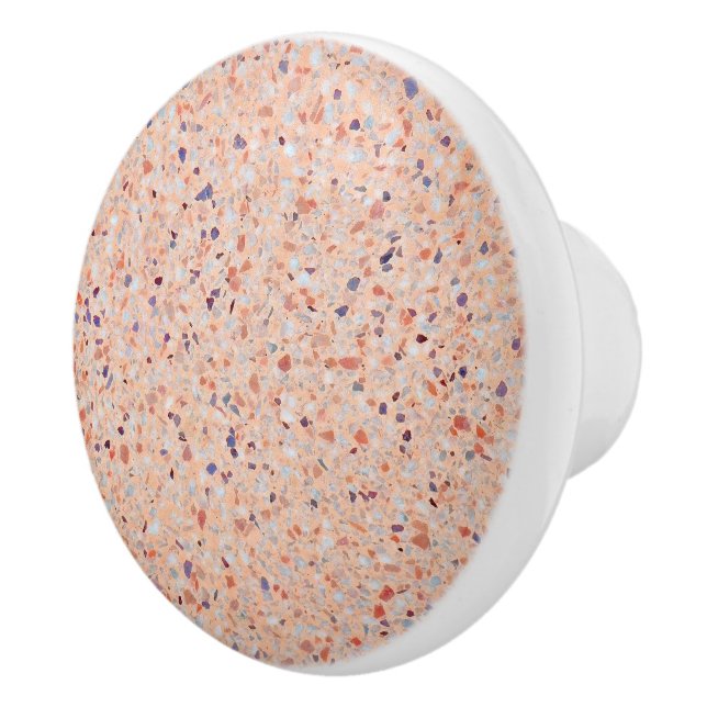Elegant Terrazzo Retro Pink Purple White Pattern Ceramic Knob (Right)