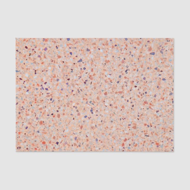 Elegant Terrazzo Retro Pink Purple White Pattern Tissue Paper (Front)