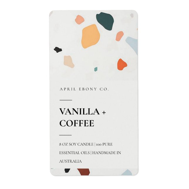 ELEGANT TERRAZZO STONE TEXTURE CANDLE LABEL (Front)