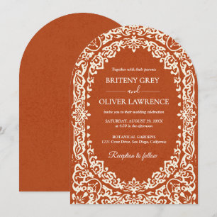 Elegant Terrocotta Papel Picado Mexican Wedding  Invitation