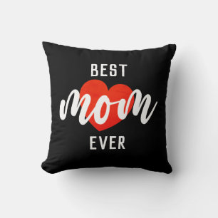Elegant Text Best Mum Ever With Heart Throw Pillow