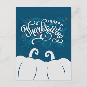 Elegant Text Happy Thanksgiving with Cute Pumpkin Invitation Postcard