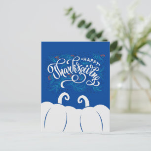 Elegant Text Happy Thanksgiving with Cute Pumpkin Postcard