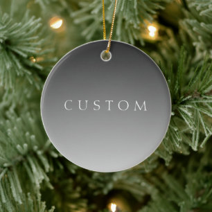 Elegant Text on Simple Modern Grey Ombre Gradient  Ceramic Tree Decoration