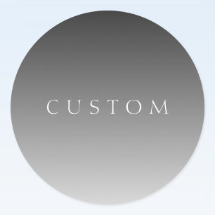 Elegant Text on Simple Modern Grey Ombre Gradient  Classic Round Sticker