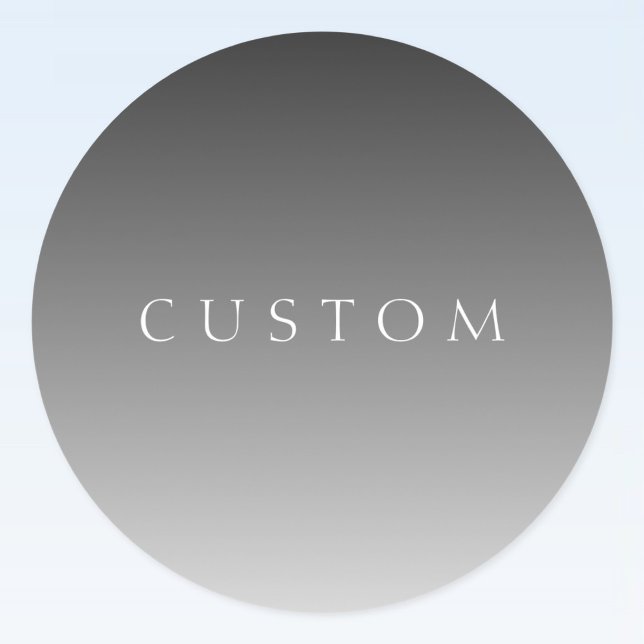 Elegant Text on Simple Modern Grey Ombre Gradient  Classic Round Sticker (Creator Uploaded)