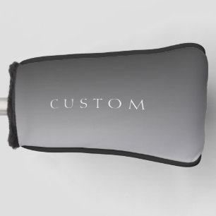 Elegant Text on Simple Modern Grey Ombre Gradient Golf Head Cover