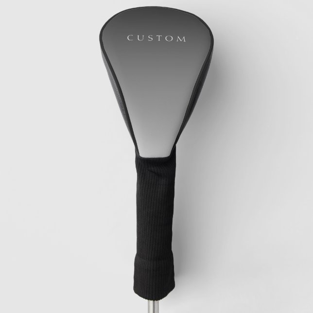Elegant Text on Simple Modern Grey Ombre Gradient  Golf Head Cover (Front)
