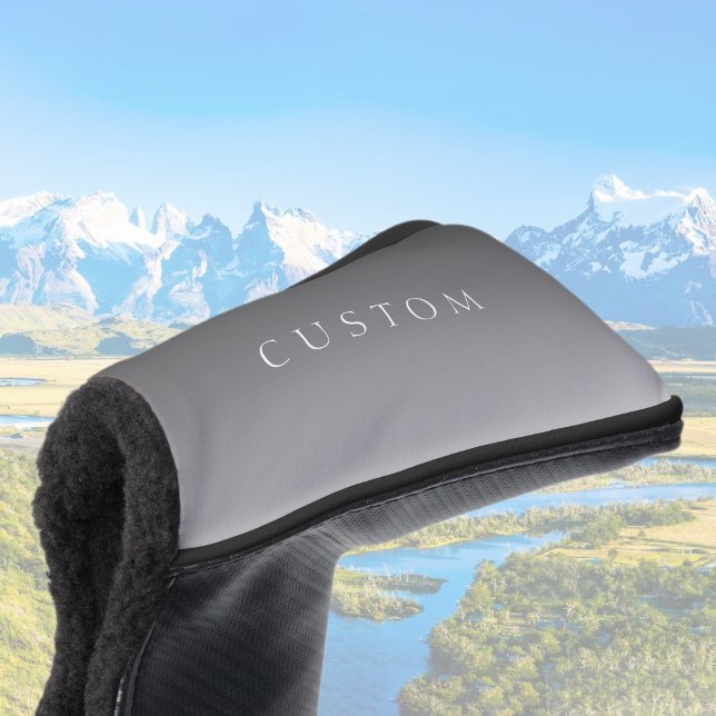 Elegant Text on Simple Modern Grey Ombre Gradient  Golf Head Cover (Creator Uploaded)