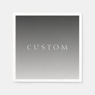 Elegant Text on Simple Modern Grey Ombre Gradient Napkin