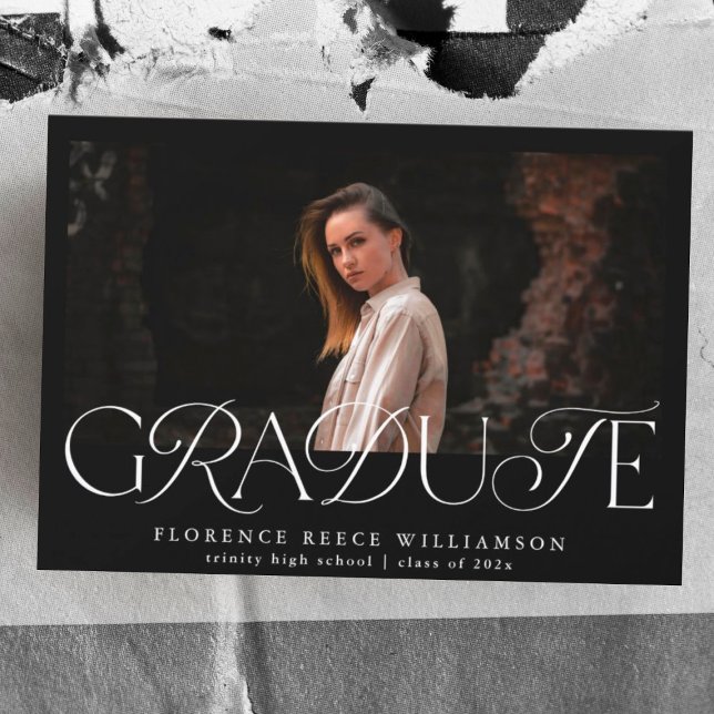 Elegant Text Photo High School Graduation Announcement (Creator Uploaded)