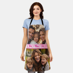 Elegant Text Photo Mother's Day Watercolor Pink Apron