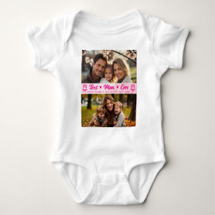 Elegant Text Photo Mother's Day Watercolor Pink Baby Bodysuit