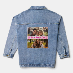 Elegant Text Photo Mother's Day Watercolor Pink Denim Jacket