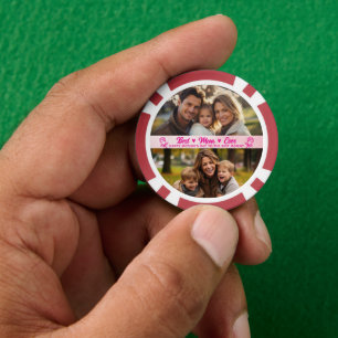 Elegant Text Photo Mother's Day Watercolor Pink Poker Chips
