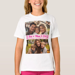Elegant Text Photo Mother's Day Watercolor Pink T-Shirt