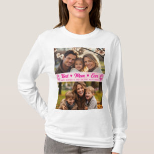 Elegant Text Photo Mother's Day Watercolor Pink T-Shirt