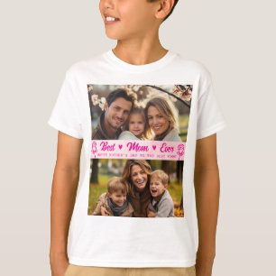 Elegant Text Photo Mother's Day Watercolor Pink T-Shirt