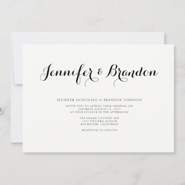 Elegant text wedding invitation (Front)