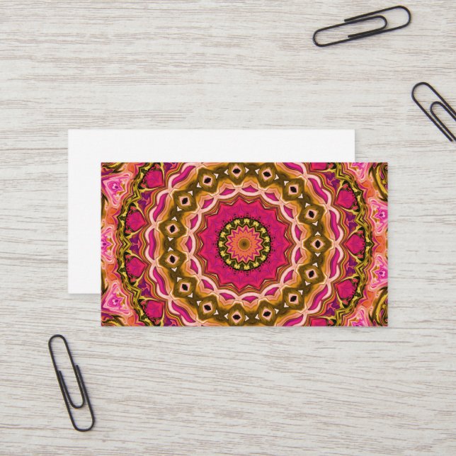 elegant textile carpet floral mandala pattern business card (Front/Back In Situ)
