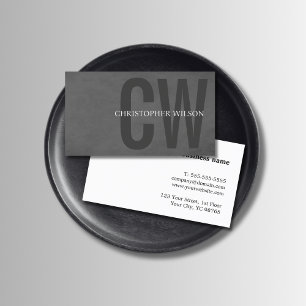 Elegant Texture Grey Bold Monogram Consultant Business Card