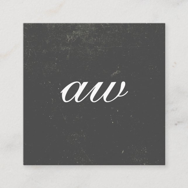 Elegant Texture Monogram Square Business Card (Front)