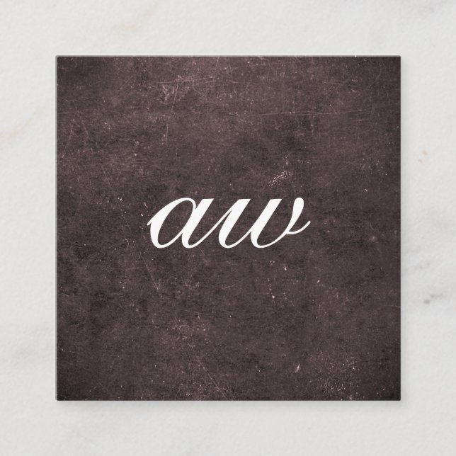 Elegant Texture Monogram Square Business Card (Front)