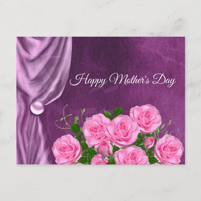 Elegant,Texture,Pink Roses Postcard (Front)