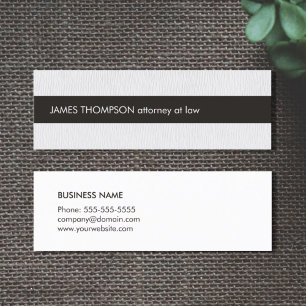 Elegant Texture White Black Stripe Attorney Mini Business Card