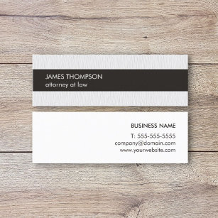 Elegant Texture White Black Stripe Attorney Mini Business Card