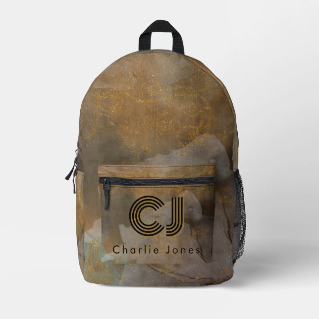 Elegant Textured Aesthetic Quiet Luxury Earthy  Printed Backpack (Front)