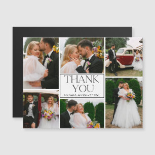 elegant thank you 6 photos collage wedding magnet