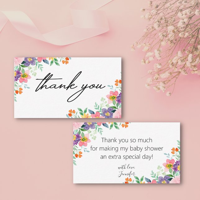 elegant thank you  baby shower stylish floral card (Creator Uploaded)