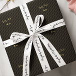 Elegant Thank You Black White Custom Wedding Favou Satin Ribbon<br><div class="desc">Create your own custom, personalised, elegant black typography / script thank you, white colour ribbon, in silky smooth shiny satin and ribbed textured strong durable grosgrain options. Simply type in your note / greeting / wishes, and bride & groom's names, to customise. Elegant thank you ribbon for wrapping gifts &...</div>