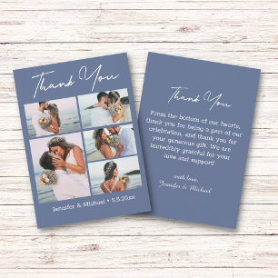 elegant thank you blue white 5 photos wedding card