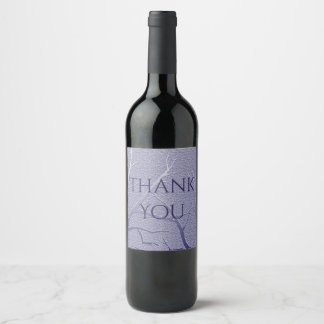 Elegant Thank You Blue Winter Branch Appreciation Wine Label