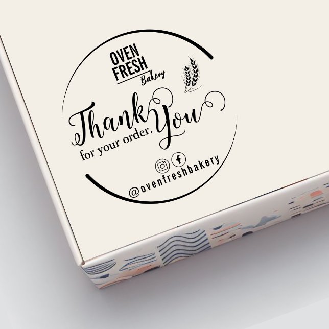 Elegant Thank You Business Name Bakery Rubber Stamp (Creator Uploaded)