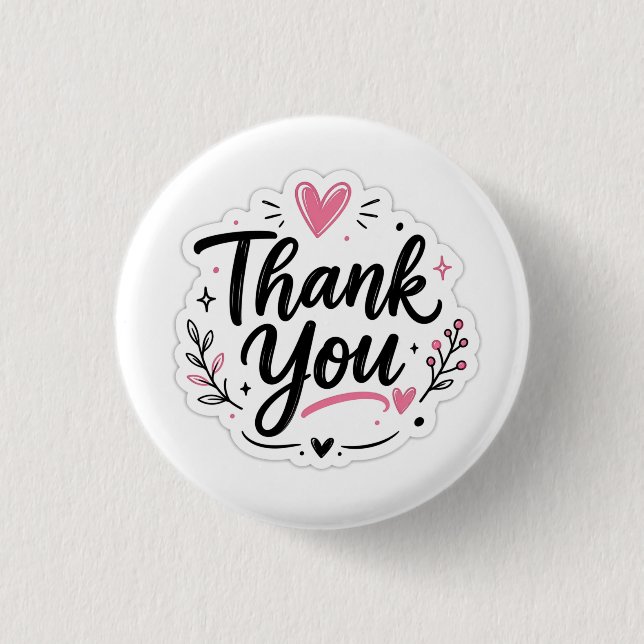 Elegant Thank You Button – Custom Appreciation Pin (Front)