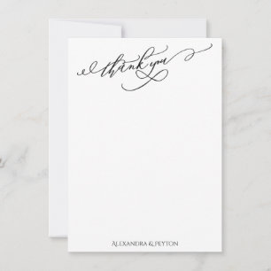 Elegant Thank You Calligraphy Black & White Card