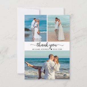 Elegant Thank You Calligraphy Collage Wedding  Card