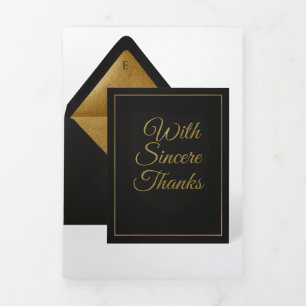 Elegant Thank you card - Black and Gold Foil