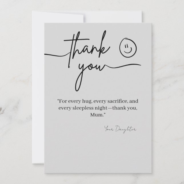 Elegant Thank You Card for Mum (Front)