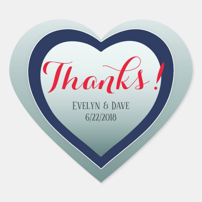 Elegant thank you couples Custom texts CC0983 Heart Sticker (Front)
