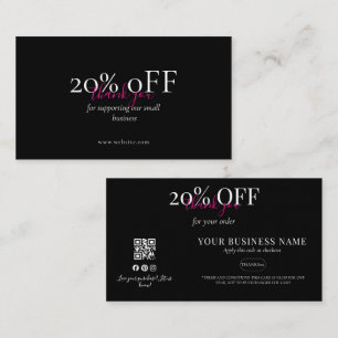 Elegant Thank You Discount Business Card Black