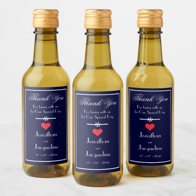 Elegant Thank You Favour Add Your Names Cute Mini Wine Label (Bottles)