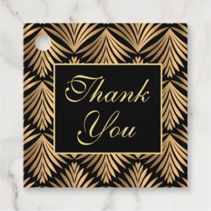 Elegant Thank You Floral Art Deco Gatsby Wedding Favour Tags